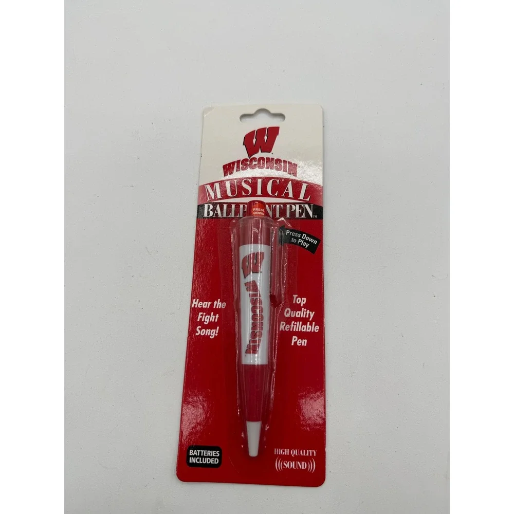 Vintage Wisconsin Badgers Musical Ballpoint Pen Plays Fight Song Red White